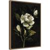 imageKate and Laurel Moody Floral 2 Framed Canvas Wall Art by Annie Quigley 18 x 24 Sylvie Beaded Dark Gold Modern Flowers Nature Art for Wall Decor Living Room Bedroom