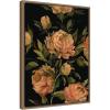 imageKate and Laurel Moody Floral 3 Framed Canvas Wall Art by Annie Quigley 18 x 24 Sylvie Beaded Dark Gold Traditional Flowers Art for Wall Decor Living Room Bedroom