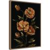 imageKate and Laurel Moody Floral 6 Framed Canvas Wall Art by Annie Quigley 18 x 24 Sylvie Beaded Dark Gold Modern Flowers Nature Art for Wall Decor Living Room Bedroom
