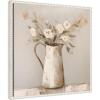 imageKate and Laurel Pitcher with Flowers Boho Country 2 Framed Canvas Wall Art by The Creative Bunch Studio 22 x 22 Sylvie Beaded White Bohemian Still Life Flowers Art for Wall Decor Living Room