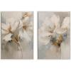 imageKate and Laurel Sylvie Beaded Abstract Botanical Floral Linen Painting 1 and 2 Vintage Framed Canvas Wall Art Set by 2 Piece Set 28x38 Beaded GoldBeaded White