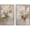 imageKate and Laurel Sylvie Beaded Abstract Botanical Floral Linen Painting 1 and 2 Vintage Framed Canvas Wall Art Set by 2 Piece Set 28x38 Beaded GoldBeaded Gold