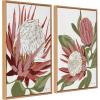 imageKate and Laurel Sylvie Beaded King Protea and King Protea 2 Vintage Framed Canvas Wall Art Set by Mackenzie Nelson 2 Piece 23x33 Beaded Natural Botanical TwoPiece Framed Art for Wall