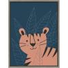 imageKate and Laurel Sylvie Friendly Tiger Portrait Framed Canvas Wall Art by Teju Reval of SnazzyHues 18x24 Gray