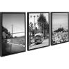 imageKate and Laurel Sylvie San Francisco Black and White Framed Canvas Wall Art Set by Crystal Lynn Collins 3 Piece Set Black