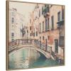 imageKate and Laurel Wandering The Streets of Venice Framed Canvas Wall Art by Laura Evans 30 x 30 Sylvie Beaded Rustic Natural Vintage Architecture Cityscape Art for Wall Decor Living Room