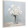 imageKate and Laurel White Daisies in a Jar on French Cottage Blue Framed Canvas Wall Art by The Creative Bunch Studio 22 x 22 Sylvie Beaded White Transitional Still Life Flowers Art for Wall Decor