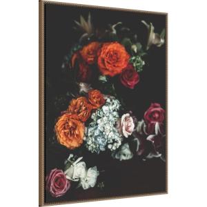 imageKate and Laurel Abundance Framed Canvas Wall Art by Alicia Abla 28 x 38 Sylvie Beaded Dark Gold Vintage Still Life Flowers Art for Wall Decor Living Room Bedroom