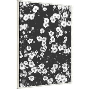 imageKate and Laurel Chamomile Framed Canvas Wall Art by Alicia Abla 28 x 38 Sylvie Beaded White Vintage Flowers Nature Art for Wall Decor Living Room Bedroom
