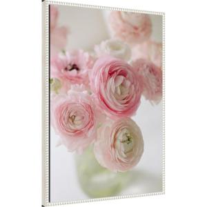 imageKate and Laurel Delicate Pink Ranunculus Flower Bouquet Framed Canvas Wall Art by Kristybee 23 x 33 Sylvie Beaded White Casual Transitional Flowers Still Life Art for Wall Decor Living Room