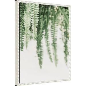 imageKate and Laurel Fern Framed Canvas Wall Art by Alicia Abla 18 x 24 Sylvie Beaded White Modern Contemporary Nature Art for Wall Decor Living Room Bedroom