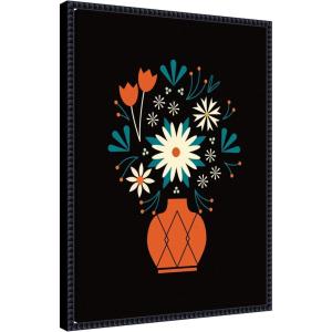 imageKate and Laurel Floral Red Vase Framed Canvas Wall Art by Amber Leaders 18 x 24 Sylvie Beaded Black Traditional Flowers Still Life Art for Wall Decor Living Room Bedroom