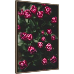 imageKate and Laurel Moody Dark Pink Tulips in Bloom Framed Canvas Wall Art by Patricia Rae 23 x 33 Sylvie Dark Gold Modern Contemporary Flowers Nature Art for Wall Decor Living Room Bedroom