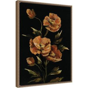 imageKate and Laurel Moody Floral 6 Framed Canvas Wall Art by Annie Quigley 18 x 24 Sylvie Beaded Dark Gold Modern Flowers Nature Art for Wall Decor Living Room Bedroom