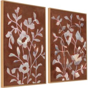 imageKate and Laurel Sylvie Beaded Botanical Harmony 1 and 2 Vintage Framed Canvas Wall Art Set by Nikita Jariwala 2 Piece Set 28x38 Beaded Natural Botanical TwoPiece Framed Art Set for Wall