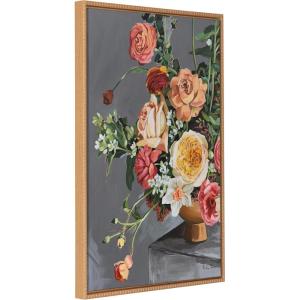 imageKate and Laurel Sylvie Beaded Floral Emergence Vintage Framed Canvas Wall Art by Mackenzie Nelson 23x33 Beaded Natural Stunning Flower Art for Wall