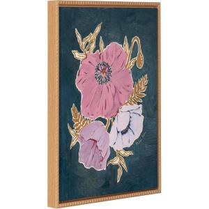 imageKate and Laurel Sylvie Beaded Three Purple Poppies Vintage Framed Canvas Wall Art by Mackenzie Nelson 18x24 Beaded Natural Colorful Flower Art for Wall