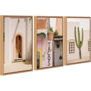 imageKate and Laurel Sylvie Cabo San Lucas No 4 Isla Holbox No 3 Cactus no 2 Mexico Framed Canvas Wall Art Set by Crystal Lynn Collins 3 Piece Set Beaded Natural