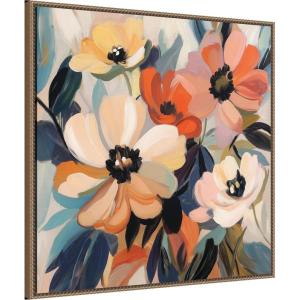 imageKate and Laurel Sylvie Garden Bloom Abstract Bouquet III Framed Canvas Wall Art by The Creative Bunch Studio 30 x 30 Beaded Gold Modern Contemporary Abstract Flowers Art for Wall Decor Living Room