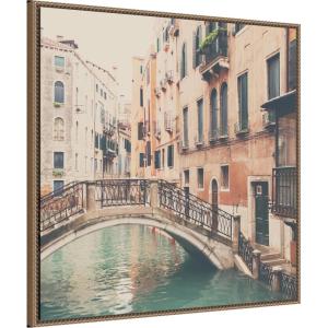 imageKate and Laurel Wandering The Streets of Venice Framed Canvas Wall Art by Laura Evans 30 x 30 Sylvie Beaded Dark Gold Vintage Architecture Cityscapes Landscapes Art for Wall Decor Living Room