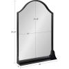 imageKate and Laurel Gramera Traditional Scalloped Arched Wall Mirror with Shelf 20x30 Gold Decorative Glam Arch Mirror with Display Ledge and Sleek FinishBlack