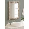 imageKate and Laurel Lunara Boho Rectangle Wood Wall Mirror 24 x 35 Bleached Wood Coastal Light Wooden Rectangular Bathroom Mirror for Over Sink with Geometric DetailingWhite