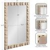 imageKate and Laurel Lunara Boho Rectangle Wood Wall Mirror 24 x 35 Bleached Wood Coastal Light Wooden Rectangular Bathroom Mirror for Over Sink with Geometric DetailingWhite