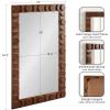 imageKate and Laurel Lunara Boho Rectangle Wood Wall Mirror 24 x 35 Bleached Wood Coastal Light Wooden Rectangular Bathroom Mirror for Over Sink with Geometric DetailingWalnut Brown