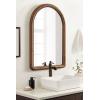 imageKate and Laurel Rahfy Boho Beaded Arched Rattan Wall Mirror 24 x 36 Dark Natural Wood Decorative Rounded Arch Mirror with Authentic Rattan Frame for Bathroom Vanity Decor