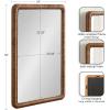 imageKate and Laurel Rahfy Boho Beaded Rectangle Rattan Wall Mirror 24 x 36 Dark Natural Wood Decorative Rounded Rectangular Mirror with Authentic Rattan Frame for Bathroom Vanity Decor