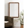 imageKate and Laurel Rahfy Boho Beaded Rectangle Rattan Wall Mirror 24 x 36 Dark Natural Wood Decorative Rounded Rectangular Mirror with Authentic Rattan Frame for Bathroom Vanity Decor