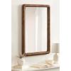 imageKate and Laurel Rahfy Boho Beaded Rectangle Rattan Wall Mirror 24 x 36 Dark Natural Wood Decorative Rounded Rectangular Mirror with Authentic Rattan Frame for Bathroom Vanity Decor