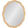 imageKate and Laurel Rahfy Boho Scalloped Round Rattan Mirror 32 Inch Diameter Natural Wood Decorative Round Wavy Mirror with Authentic Rattan Frame for Boho Wall DecorNatural