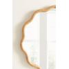 imageKate and Laurel Rahfy Boho Scalloped Round Rattan Mirror 32 Inch Diameter Natural Wood Decorative Round Wavy Mirror with Authentic Rattan Frame for Boho Wall DecorNatural