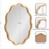 imageKate and Laurel Rahfy Boho Scalloped Round Rattan Mirror 32 Inch Diameter Natural Wood Decorative Round Wavy Mirror with Authentic Rattan Frame for Boho Wall DecorNatural