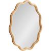 imageKate and Laurel Rahfy Boho Scalloped Round Rattan Mirror 32 Inch Diameter Natural Wood Decorative Round Wavy Mirror with Authentic Rattan Frame for Boho Wall DecorNatural