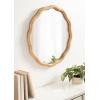 imageKate and Laurel Rahfy Boho Scalloped Round Rattan Mirror 32 Inch Diameter Natural Wood Decorative Round Wavy Mirror with Authentic Rattan Frame for Boho Wall DecorNatural
