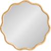 imageKate and Laurel Rahfy Boho Scalloped Round Rattan Mirror 32 Inch Diameter Natural Wood Decorative Round Wavy Mirror with Authentic Rattan Frame for Boho Wall DecorNatural