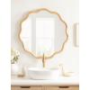 imageKate and Laurel Rahfy Boho Scalloped Round Rattan Mirror 32 Inch Diameter Natural Wood Decorative Round Wavy Mirror with Authentic Rattan Frame for Boho Wall DecorNatural