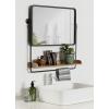 imageKate and Laurel Rheeves Farmhouse Rectangle Mirror with Shelf 27 x 7 x 26 Rustic Brown and Black Modern Wall Mirror with Functional Wood Storage