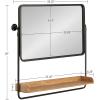 imageKate and Laurel Rheeves Farmhouse Rectangle Mirror with Shelf 27 x 7 x 26 Rustic Brown and Black Modern Wall Mirror with Functional Wood Storage
