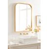 imageKate and Laurel Travis Modern Basket Arch Wall Mirror 24 x 36 Gold Decorative Arched Bathroom Mirror for Over Sink or for Use as Living Room Wall Decor Accent