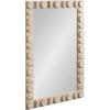 imageKate and Laurel Lunara Boho Rectangle Wood Wall Mirror 24 x 35 Bleached Wood Coastal Light Wooden Rectangular Bathroom Mirror for Over Sink with Geometric DetailingWhite
