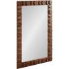 imageKate and Laurel Lunara Boho Rectangle Wood Wall Mirror 24 x 35 Bleached Wood Coastal Light Wooden Rectangular Bathroom Mirror for Over Sink with Geometric DetailingWalnut Brown