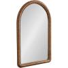 imageKate and Laurel Rahfy Boho Beaded Arched Rattan Wall Mirror 24 x 36 Dark Natural Wood Decorative Rounded Arch Mirror with Authentic Rattan Frame for Bathroom Vanity Decor