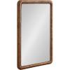 imageKate and Laurel Rahfy Boho Beaded Rectangle Rattan Wall Mirror 24 x 36 Dark Natural Wood Decorative Rounded Rectangular Mirror with Authentic Rattan Frame for Bathroom Vanity Decor