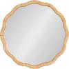 imageKate and Laurel Rahfy Boho Scalloped Round Rattan Mirror 32 Inch Diameter Natural Wood Decorative Round Wavy Mirror with Authentic Rattan Frame for Boho Wall DecorNatural