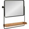 imageKate and Laurel Rheeves Farmhouse Rectangle Mirror with Shelf 27 x 7 x 26 Rustic Brown and Black Modern Wall Mirror with Functional Wood Storage