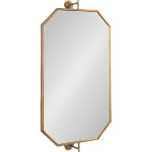 imageKate and Laurel Darbridge Traditional Octagon Pivot Mirror 24 x 47 Antique Gold Vintage Adjustable Bathroom Wall Mirror for Use Horizontally or Vertically