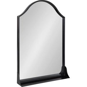 imageKate and Laurel Gramera Traditional Scalloped Arched Wall Mirror with Shelf 20x30 Gold Decorative Glam Arch Mirror with Display Ledge and Sleek FinishBlack